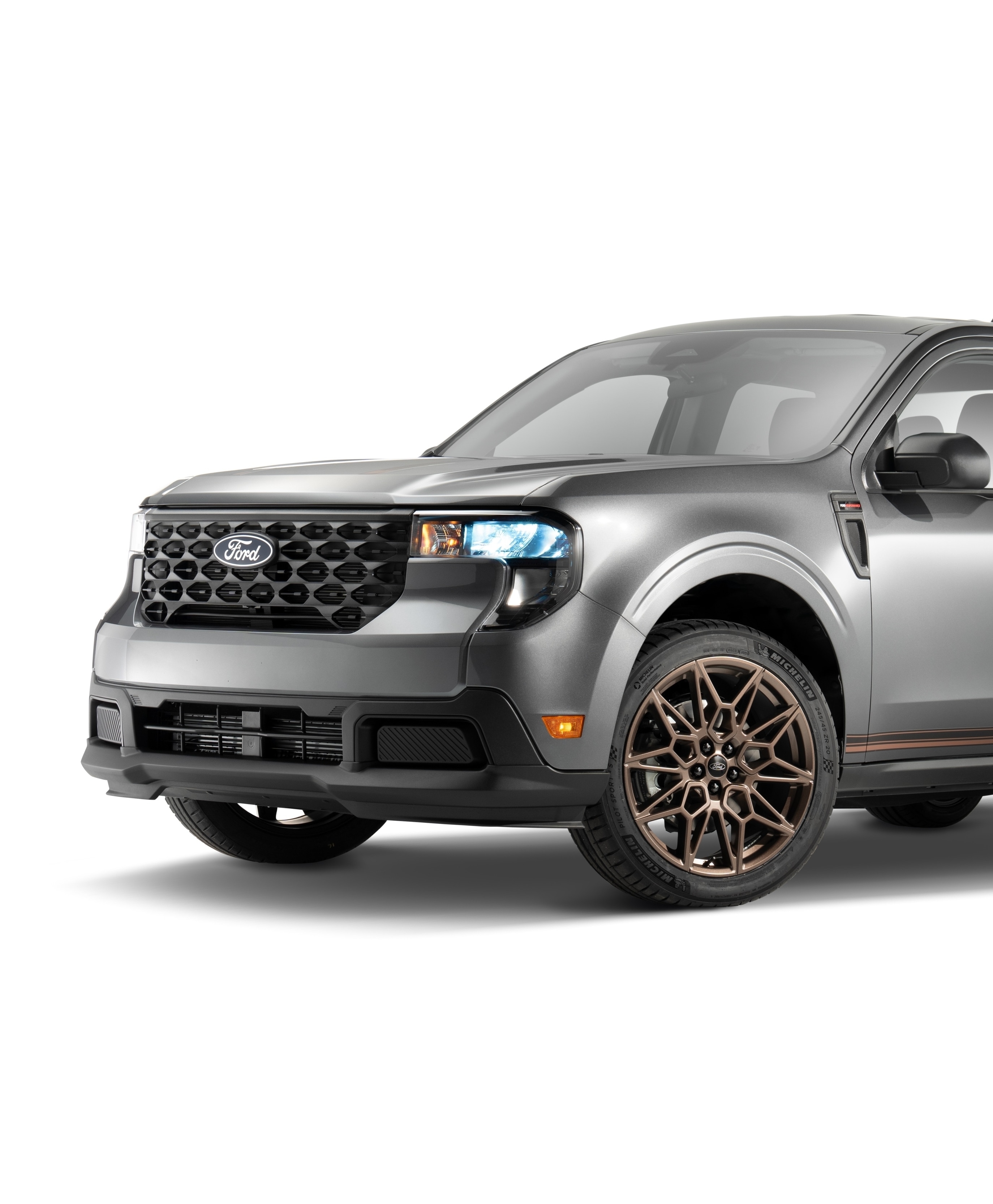 At SEMA 2025, we're showcasing a Ford Custom Garage Project Vehicle, courtesy of Ford Performance Parts — the Ford Maverick 300T.